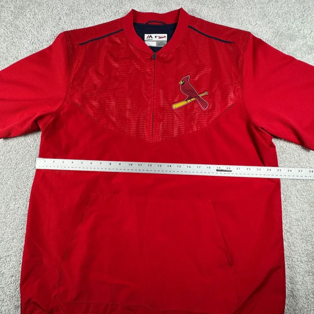 St. Louis Cardinals Pullover Mens L Red MLB Baseball Majestic Training Jacket